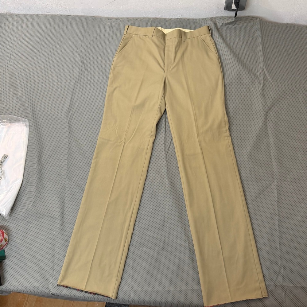 Woolrich Chino Pants M Tan 70s USA Flannel Lined Workwear Retro Flap Pocket VTG